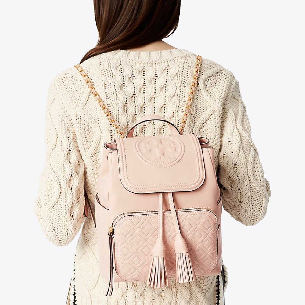 TORY BURCH Fleming Backpack Front Zip Pocket SHELL PINK